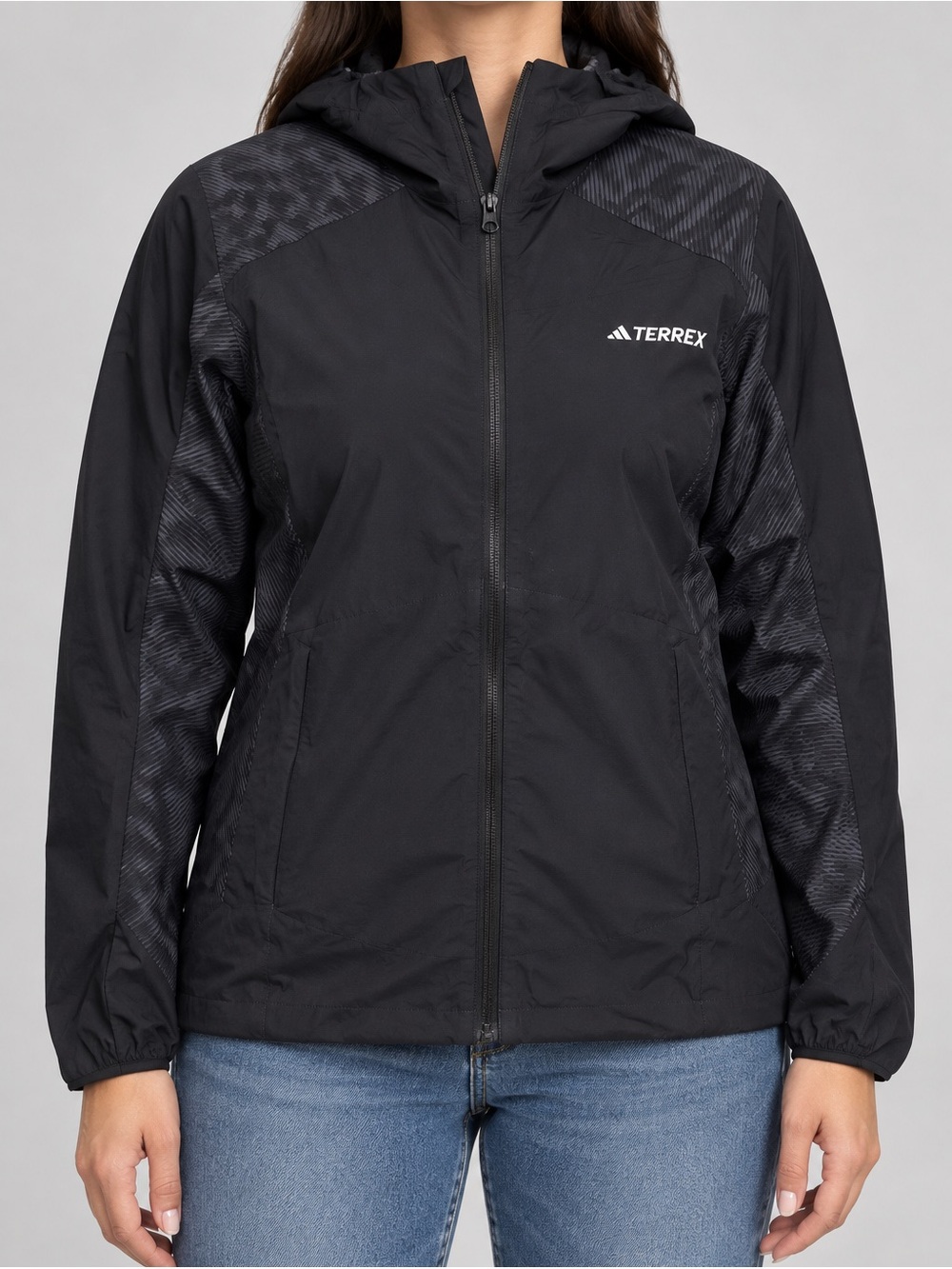 NWT Adidas Terrex Womens Xperior Hybrid Rain Jacket Black Slim Fit Outdoor XL
